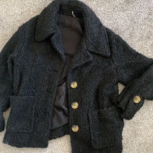 Free People Black Teddy Jacket